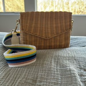 Fallon & Royce Kaia rattan straw crossbody